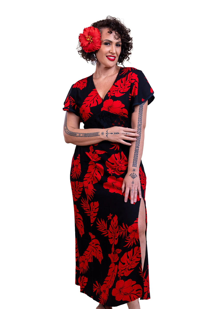 Robe Hanalei longue femme polynésienne Bamboo Kultur