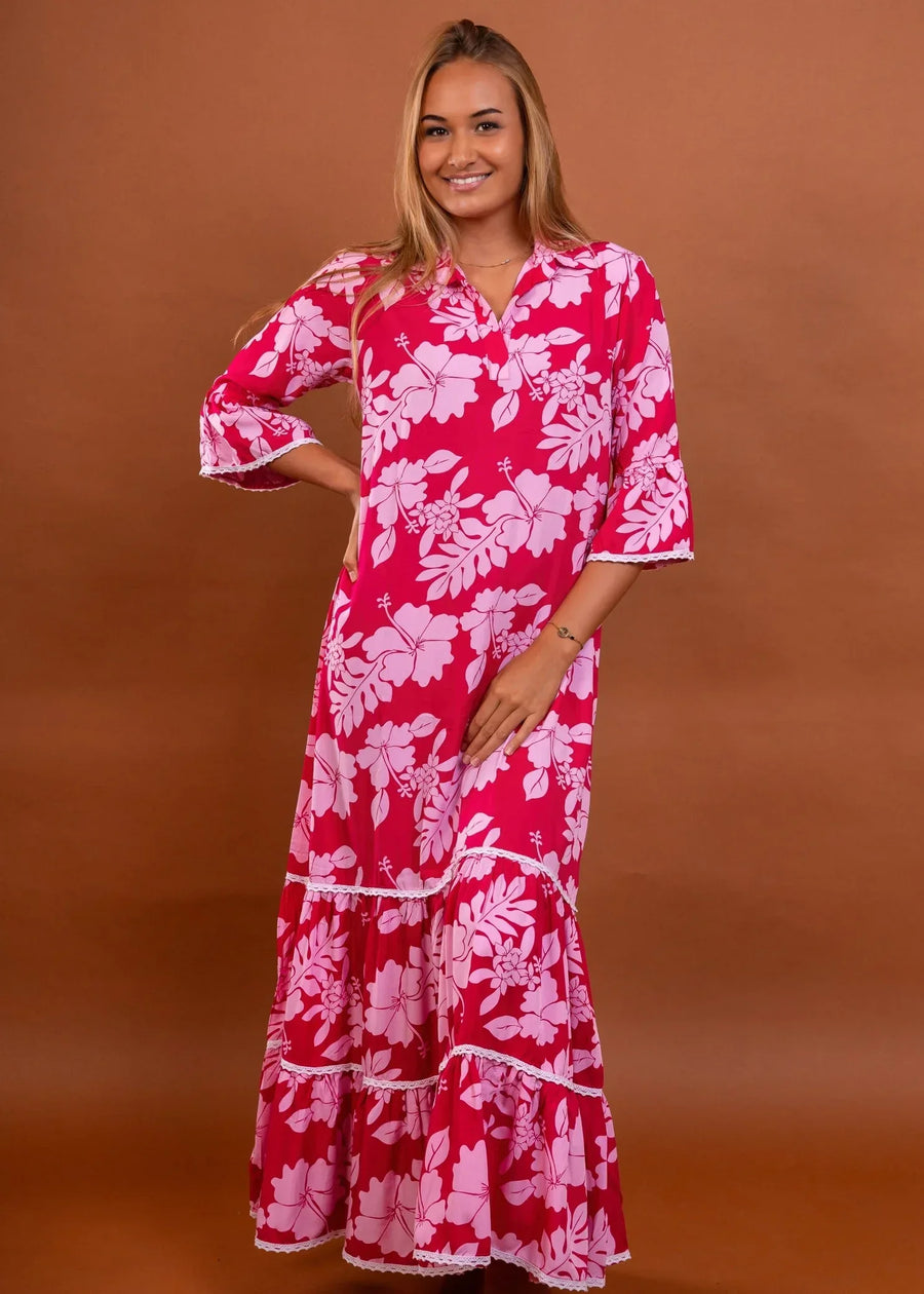 Robe Herehia longue femme polynésienne Bamboo Kultur