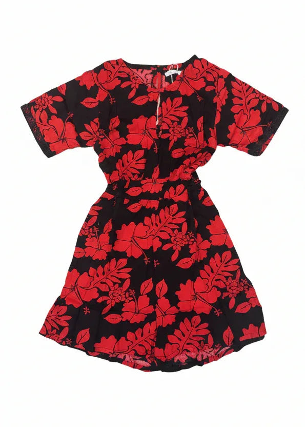 Combi-short Maia femme motif ixora noir polynésien - Bamboo Kultur