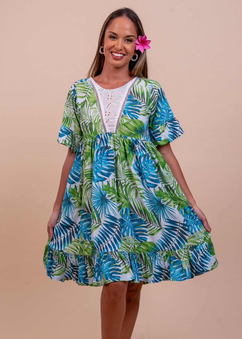 Robe Hani femme motif rauere blanc polynésien - Bamboo Kultur