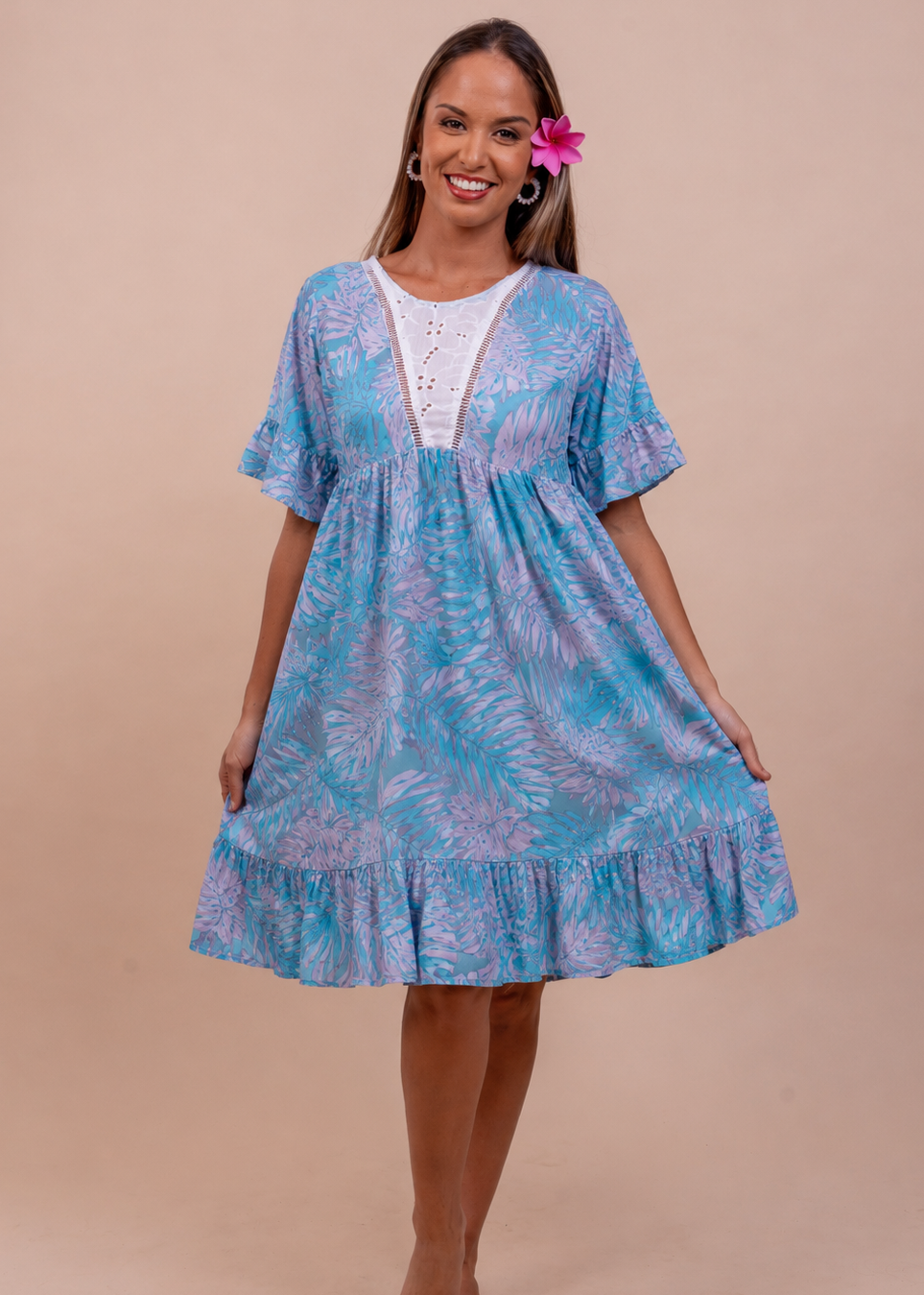 Robe Hani femme motif rauere turquoise polynésien - Bamboo Kultur