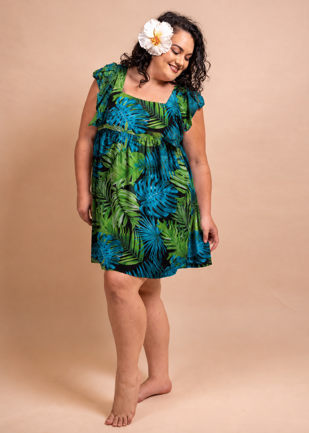Robe Hokulani courte femme motif rauere noir polynésien - Bamboo Kultur