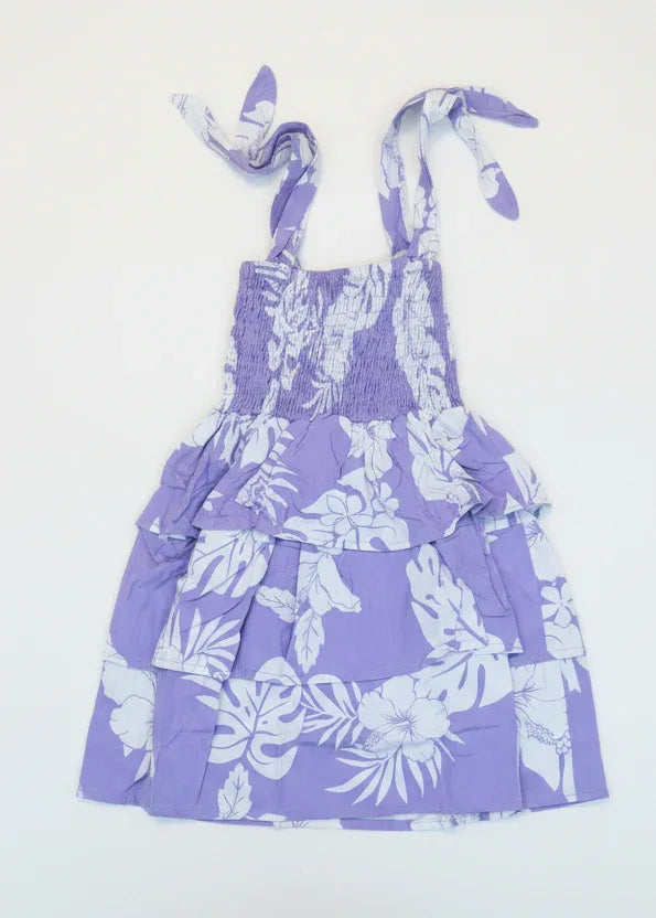 Robe petite fille Heilani motif lavande perle polynésien - Bamboo Kultur