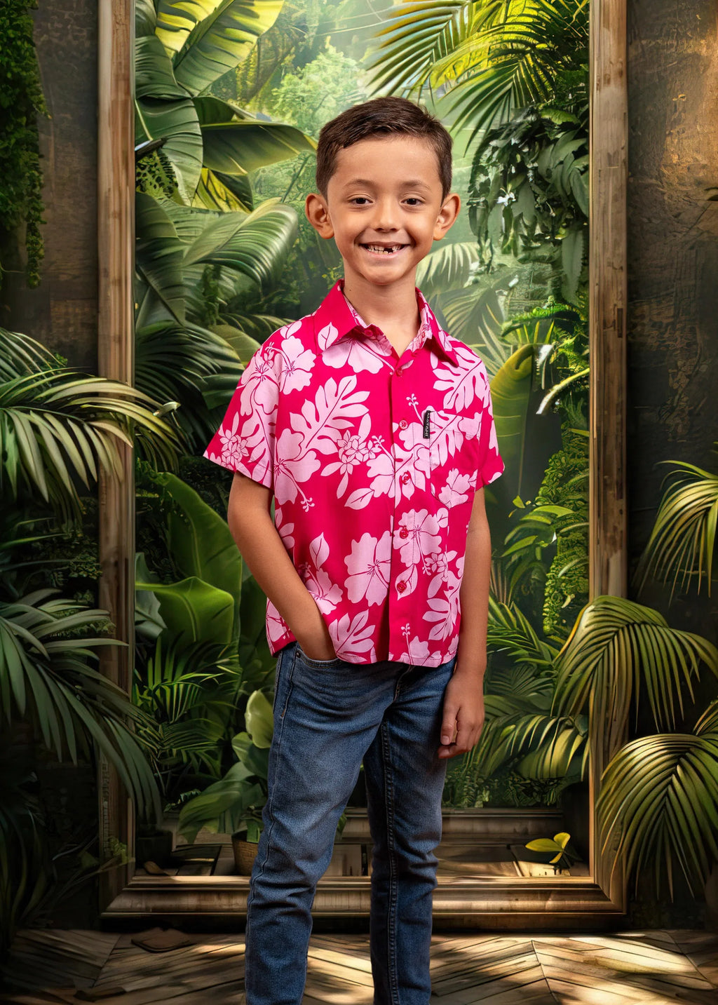Petit garçon portant une chemise polynésienne Bamboo Kultur