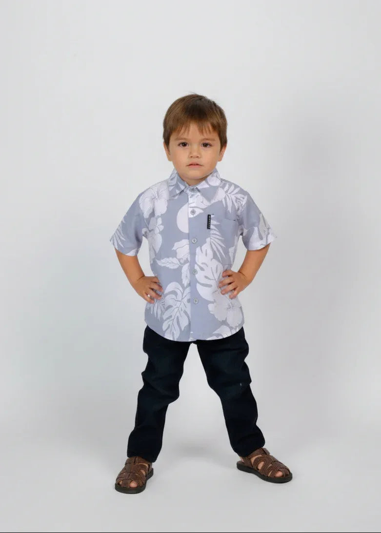 Chemise petit garçon polynésienne gris - Bamboo Kultur